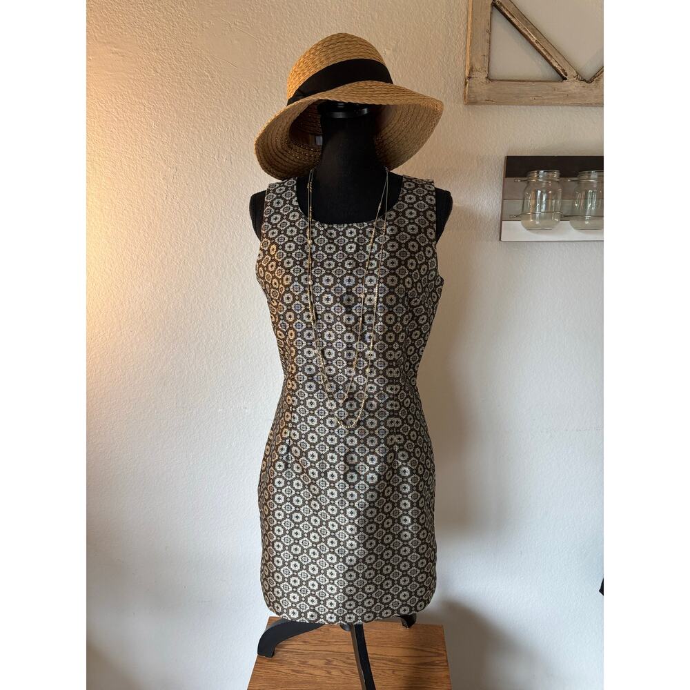 JONATHAN MARTIN VTG Sleeveless Shift/Sheath Dress Metallic Brocade Print